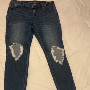 Old Navy Women's Ripped Dark Blue Skinny Jeans